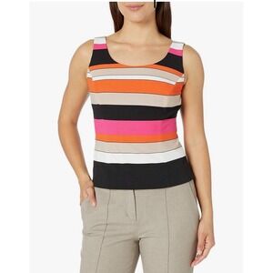 Kasper Colorblock Crepe Tank Top Women's Sleeveless Striped Workwear Blouse‎
